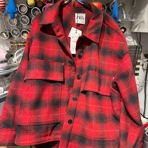 Plaid wool flannel jacket size XL